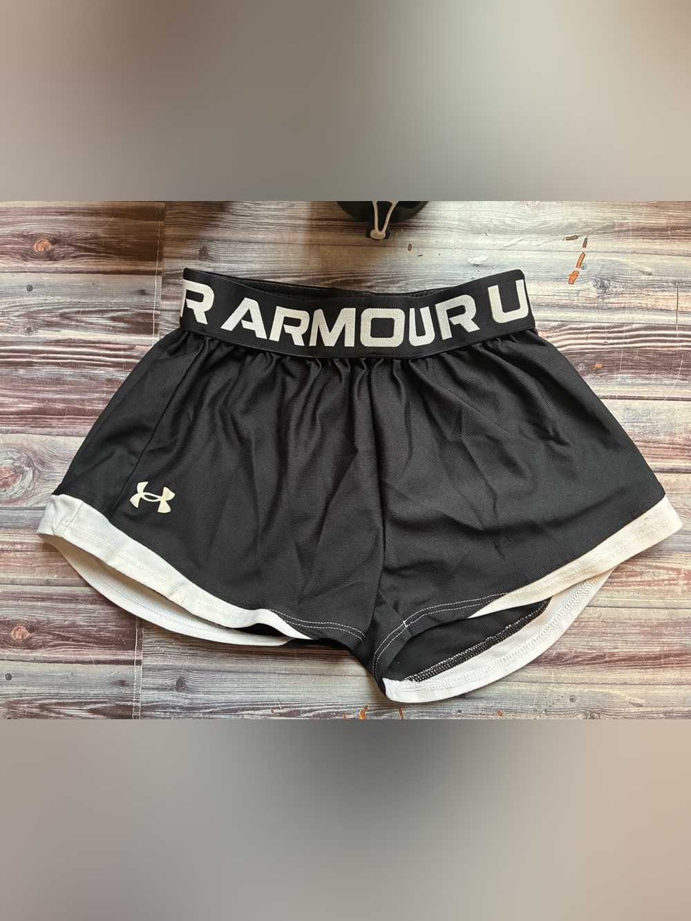 Under Armour girls’ Black Performance Shorts with White Trim